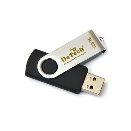 Флеш Диск DeTech USB Drive 128GB U3 Swivel Black фото